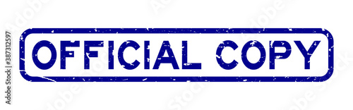 Grunge blue official copy word square rubber seal stamp on white background