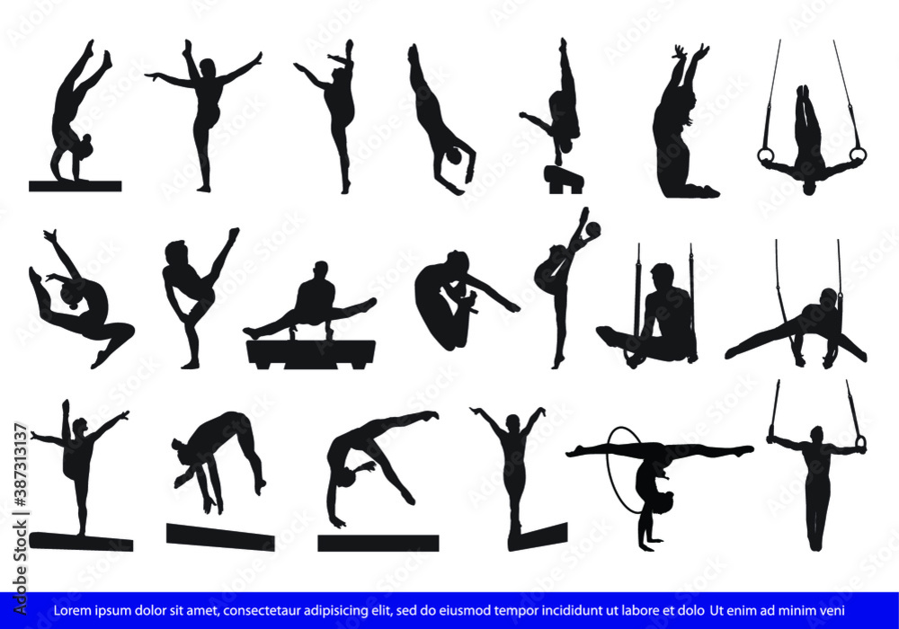 Ταπετσαρία Vector Images of Gymnastics athlete silhouette set.