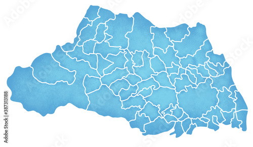 埼玉県の境界線入り地図