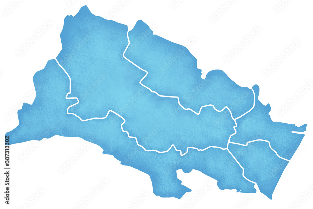 Fototapeta premium 仙台市の境界線入り地図