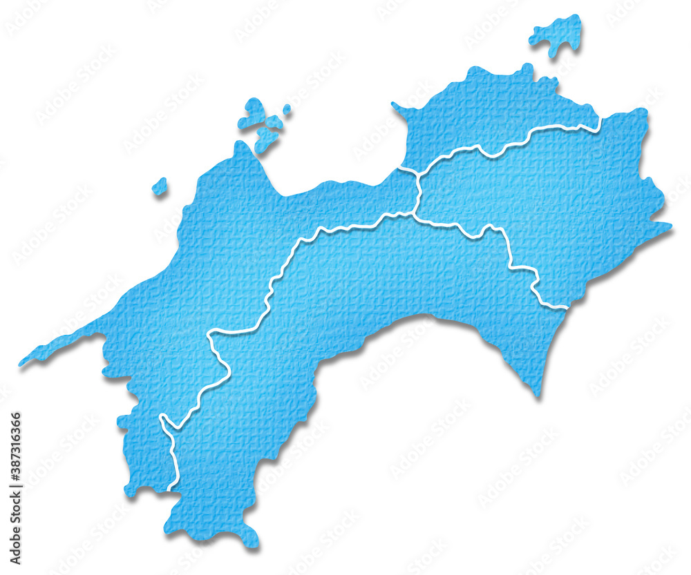 Obraz premium ペーパークラフト調の四国地方の地図