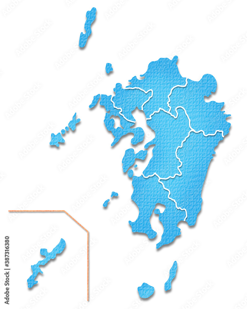 ペーパークラフト調の九州地方の地図 Stock Illustration Adobe Stock