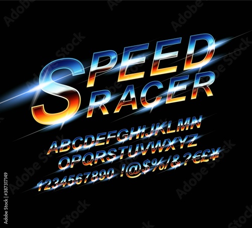 Speed alphabet font.