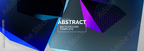 Low poly 3d geometric shapes, minimal abstract background. Vector illustrations for covers, banners, flyers and posters and other