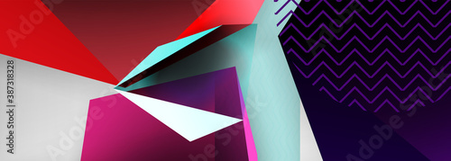 Low poly 3d geometric shapes, minimal abstract background. Vector illustrations for covers, banners, flyers and posters and other