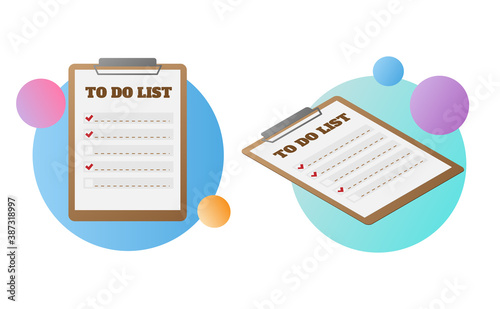 Clipboard with cheklist vector illustration flat and isometric. EPS10. photo