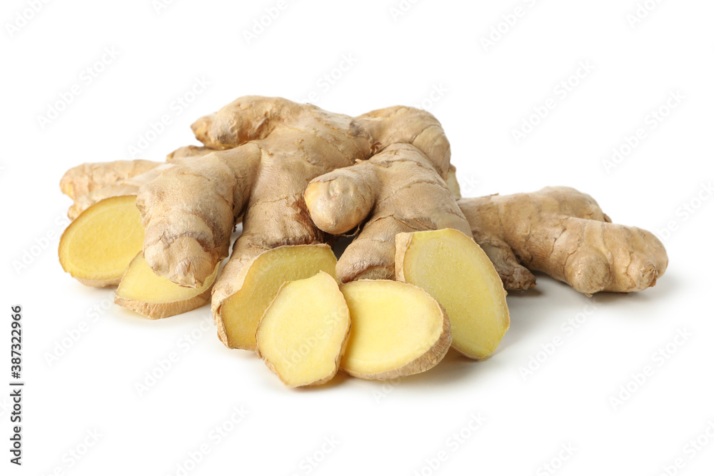 Fresh raw ginger isolated on white background Fresh raw ginger isolated on white background