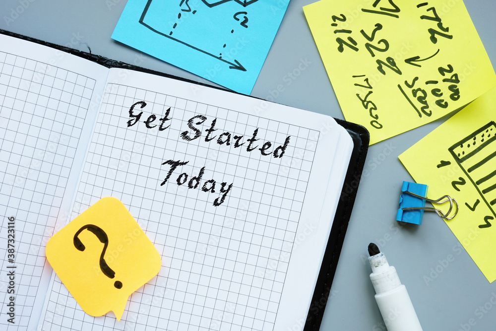 Business concept about Get Started Today with sign on the page. Business concept about Get Started Today with sign on the page.