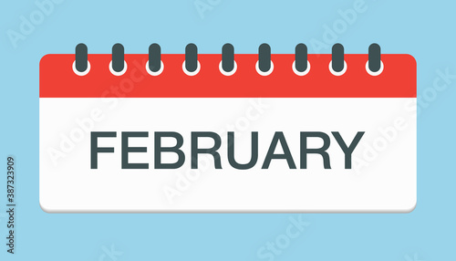 Vector icon day calendar, winter month February
