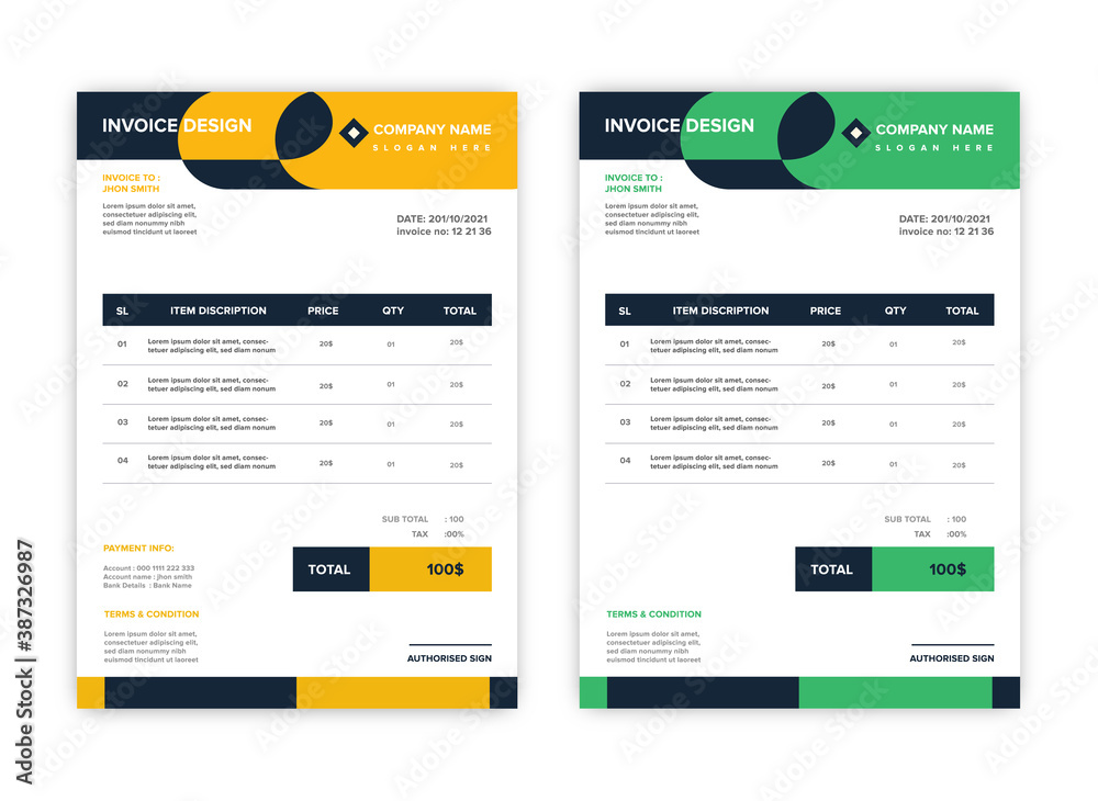 Modern corporate business invoice template design Modern corporate business invoice template design
