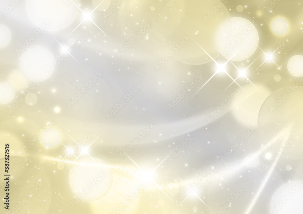 星と水玉と曲線 パステルカラーの背景色 黄色 背景素材 横型 Stock イラスト Adobe Stock