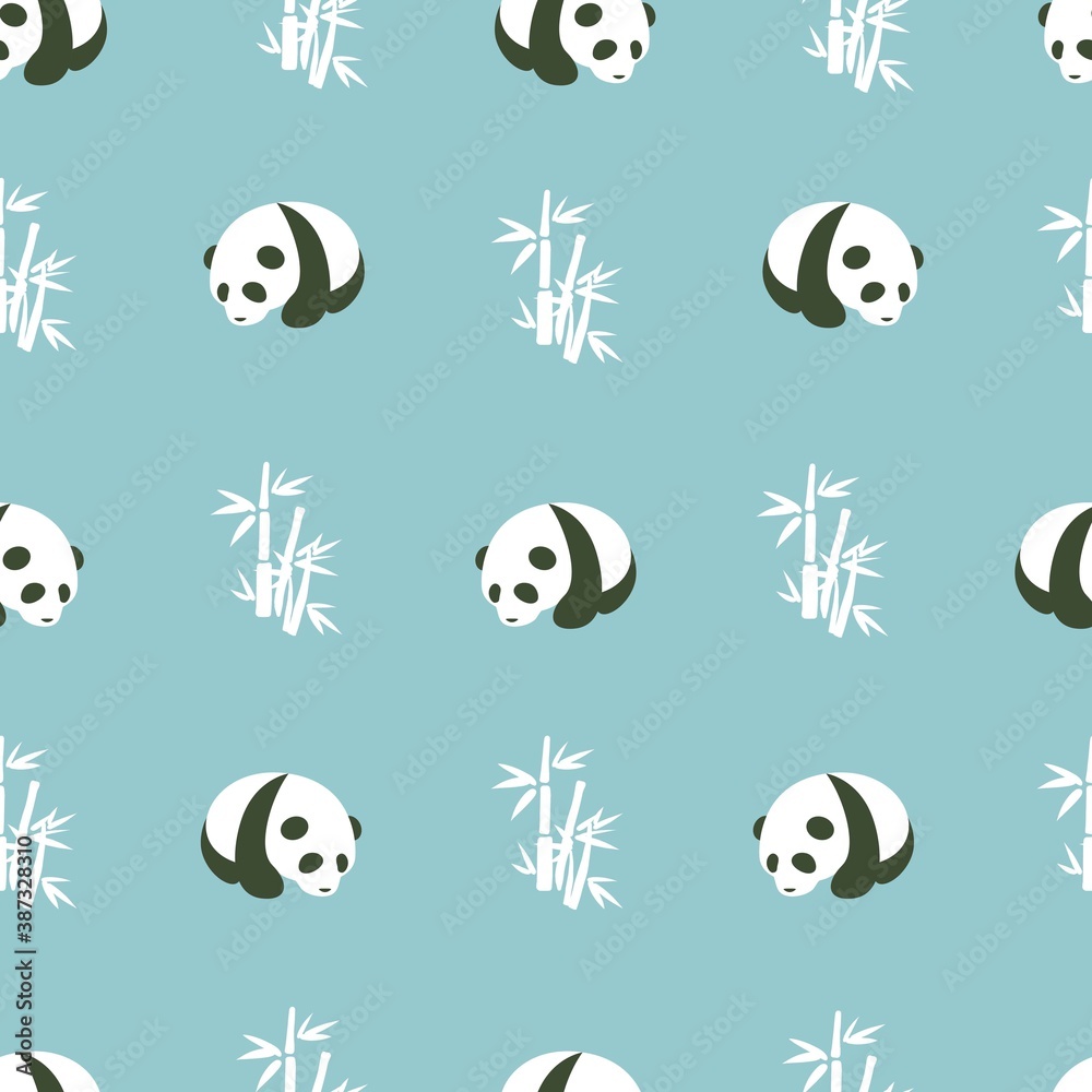 Cute Panda in the Garden Vector Graphic Seamless Pattern Cute Panda in the Garden Vector Graphic Seamless Pattern