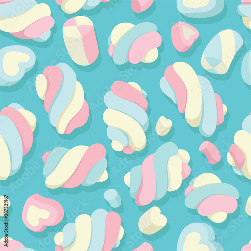 Marshmallow soft sweet illustration. Seamless pattern for kids design 