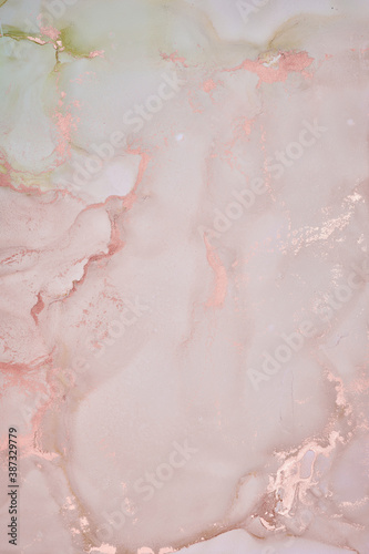 Fluid Art . Abstract colorful background, wallpaper. Mixing acrylic paints. Modern art. Marble texture. Alcohol ink colors translucent © MBonnetti