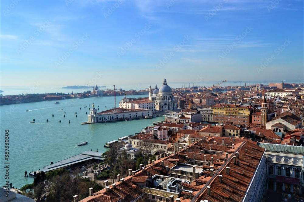 Fototapeta premium Panoramic view of city Venedig, Italy. City views of Venedig from top of St Mark's Campanile