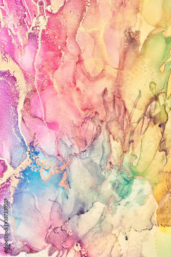 Fluid Art . Abstract colorful background, wallpaper. Mixing acrylic paints. Modern art. Marble texture. Alcohol ink colors  translucent