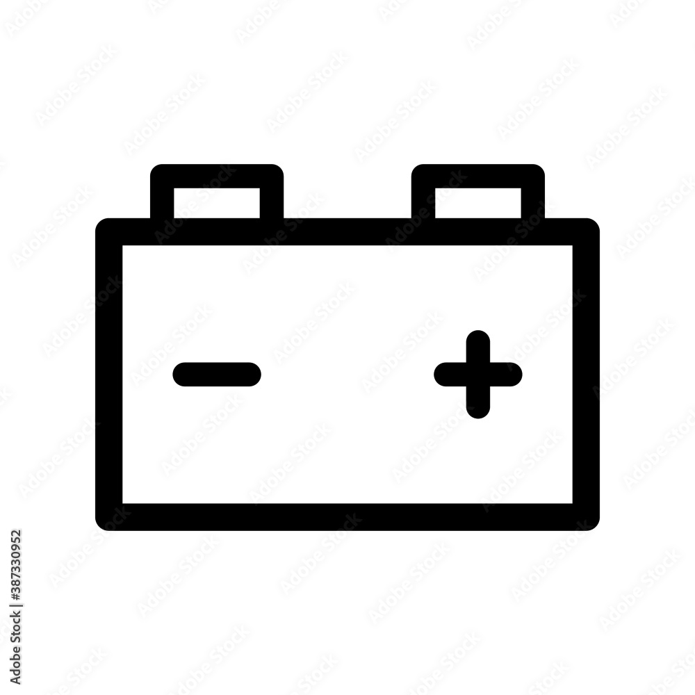 Vector high quality car battery line icon isolated on white background Vector high quality car battery line icon isolated on white background