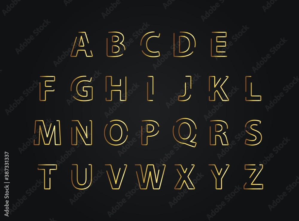 Golden number alphabet, modern and elegant design. Eps10  vector illustration