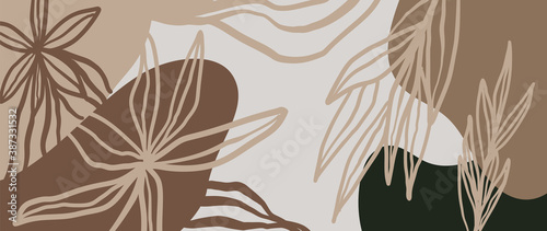 Botanical abstract organic shapes background vector in warm earthy colors. Modern Art design for web backgrounds, Social stories, Print, Cover, Wallpaper, Wall arts, Stationery, Branding, Packaging..