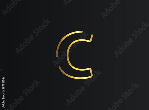 C number logo, modern and elegant golden design. Eps10  vector illustration