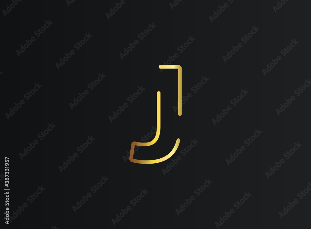 J number logo, modern and elegant golden design. Eps10 vector illustration J number logo, modern and elegant golden design. Eps10 vector illustration