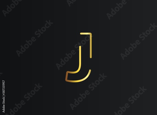 J number logo, modern and elegant golden design. Eps10  vector illustration