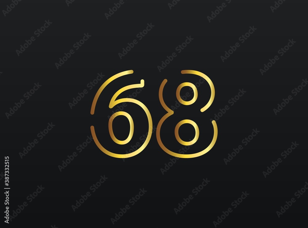 68 Year Anniversary celebration number vector, modern and elegant golden design. Eps10 illustration 68 Year Anniversary celebration number vector, modern and elegant golden design. Eps10 illustration