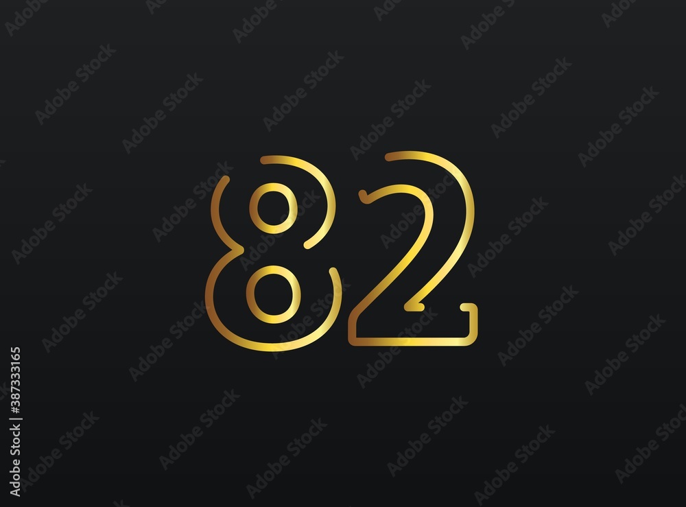 82 Year Anniversary celebration number vector, modern and elegant golden design. Eps10 illustration 82 Year Anniversary celebration number vector, modern and elegant golden design. Eps10 illustration