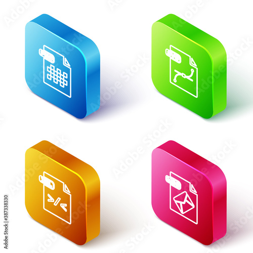 Set Isometric line PNG file document, SVG, XSL and MSG icon. Vector.