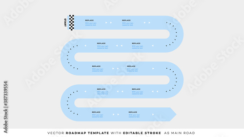 Infographic Timeline With Editable Strokes. Vector Roadmap, Template For Modern Business Presentation, Annual Reports, Layouts