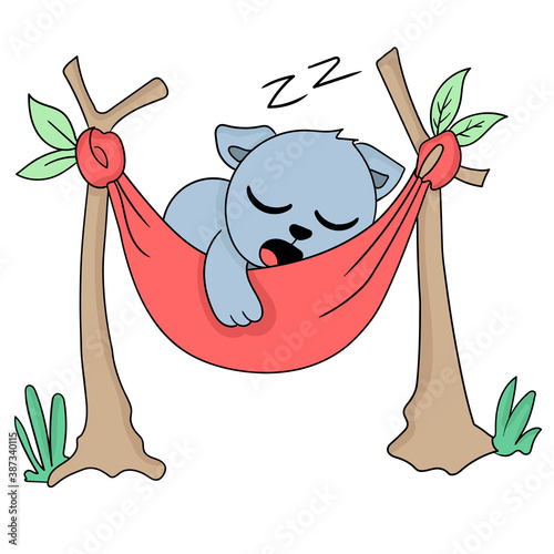 koalas are sleeping in the hibernation season. vector illustration of cartoon character mascot