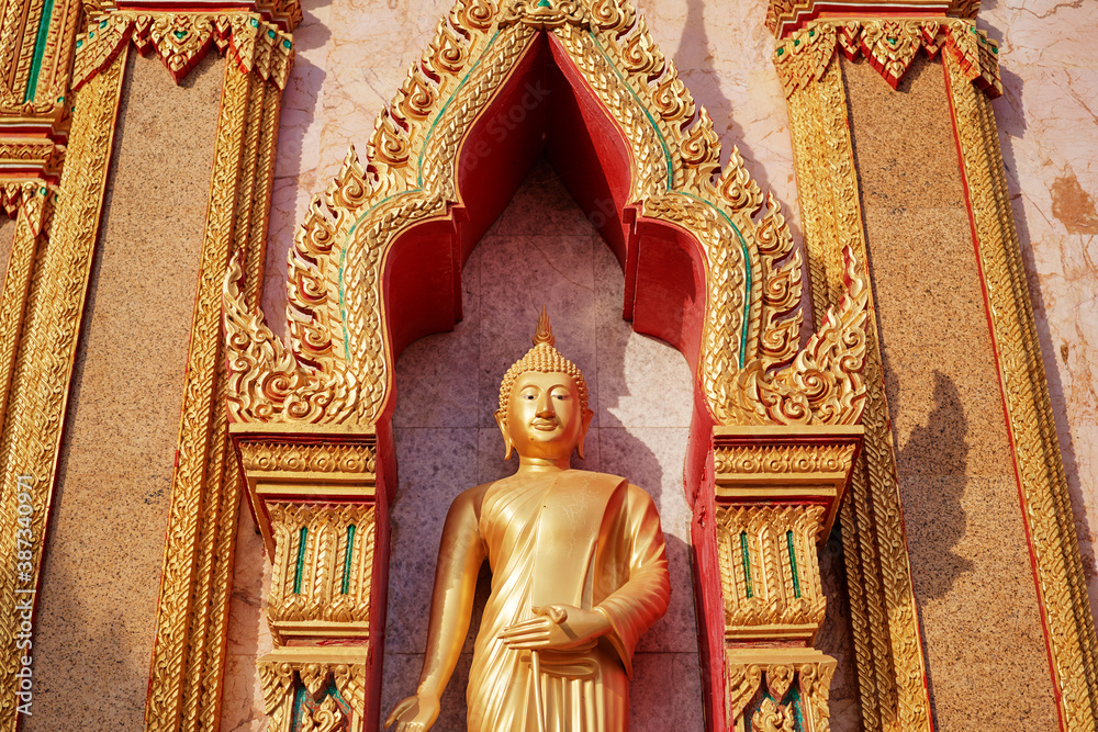 Golden statue of Buddha in thai temple..