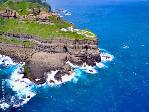 April 23, 2017, Aerial view of BiTouCape LightHouse, northeast corner, New Taipei City, Taiwan. photo