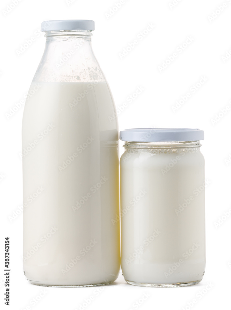 Glassware full of fresh milk isolated on white Glassware full of fresh milk isolated on white