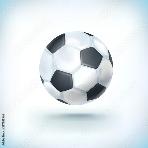 Realistic soccer ball isolated on white with shadow. Sport equipment. vector illustration
