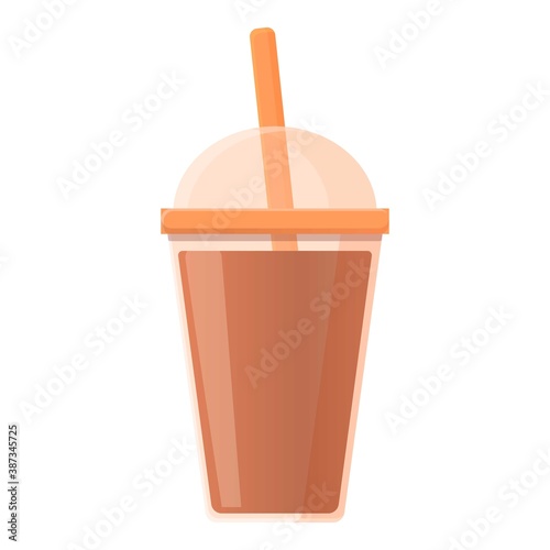 Tea plastic cup icon. Cartoon of tea plastic cup vector icon for web design isolated on white background