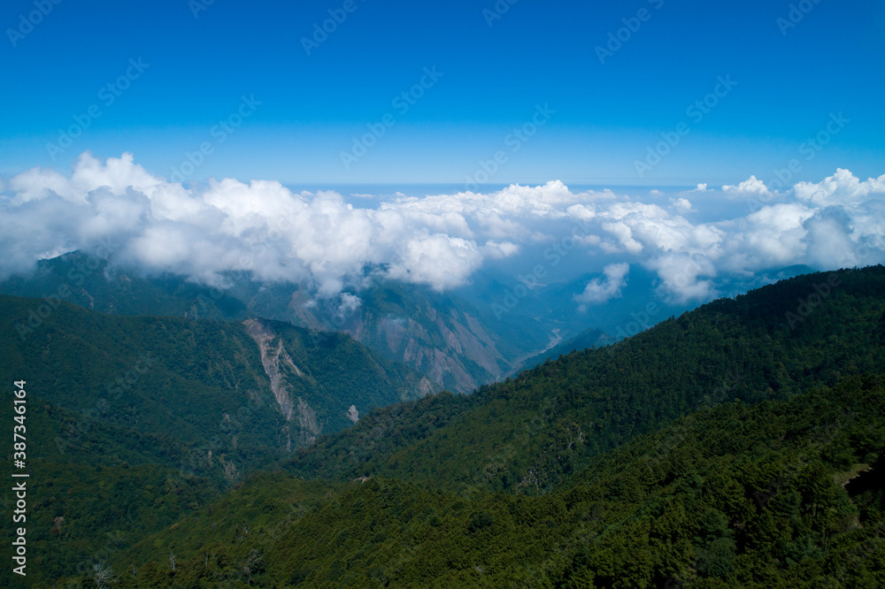 July 18, 2018, Aerial View of Dasyueshan means “Big Snow Mountain”. This is a national forest recreation area which located in Taichung County, the center of Taiwan.