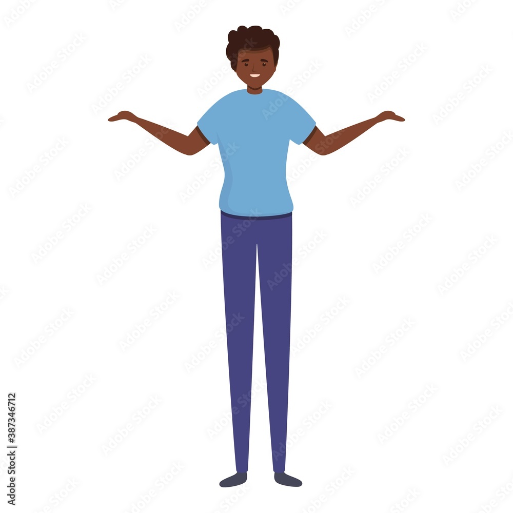 Smiling african boy icon. Cartoon of smiling african boy vector icon for web design isolated on white background Smiling african boy icon. Cartoon of smiling african boy vector icon for web design isolated on white background