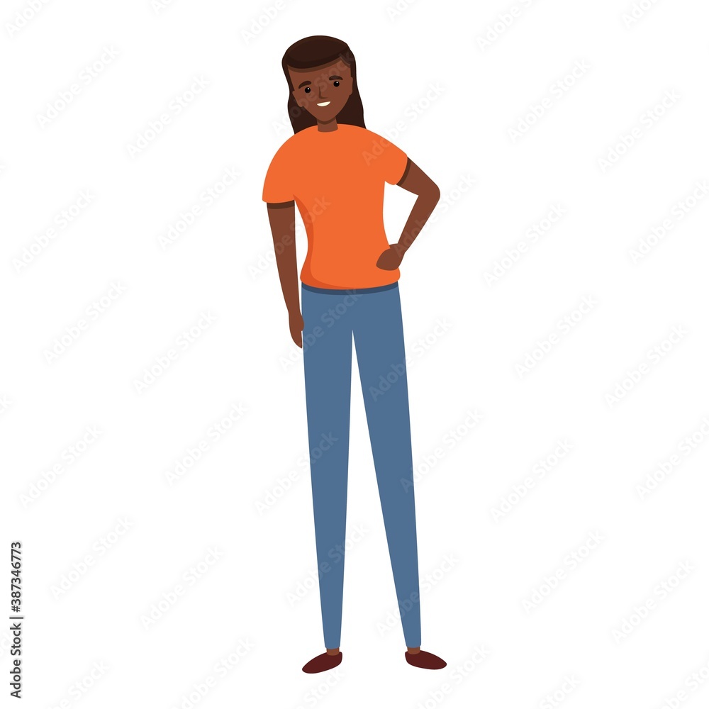 African student girl icon. Cartoon of african student girl vector icon for web design isolated on white background African student girl icon. Cartoon of african student girl vector icon for web design isolated on white background