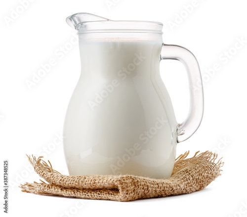 Fotografiet Glass milk jar isolated on white background