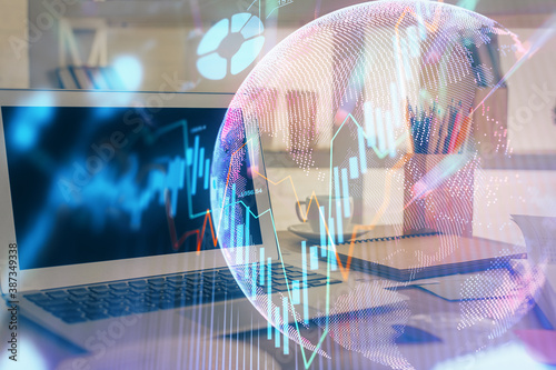 Wallpaper Mural Multi exposure of forex graph and work space with computer. Concept of international online trading. Torontodigital.ca