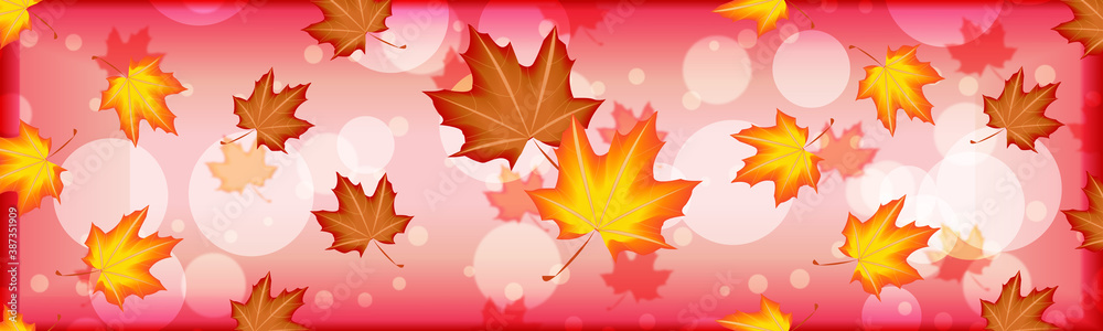 Obraz premium Colorful of Maple leaves in fall season with Bokeh(dark tone)