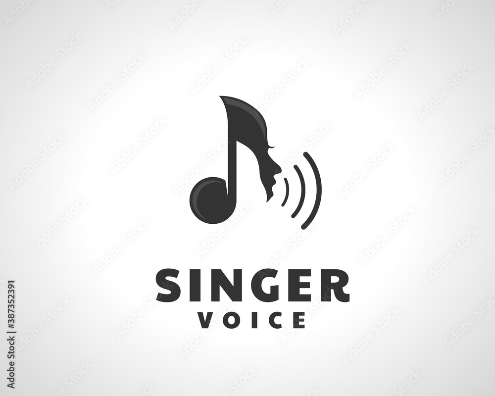 Human head singer voice note logo icon symbol design illustration