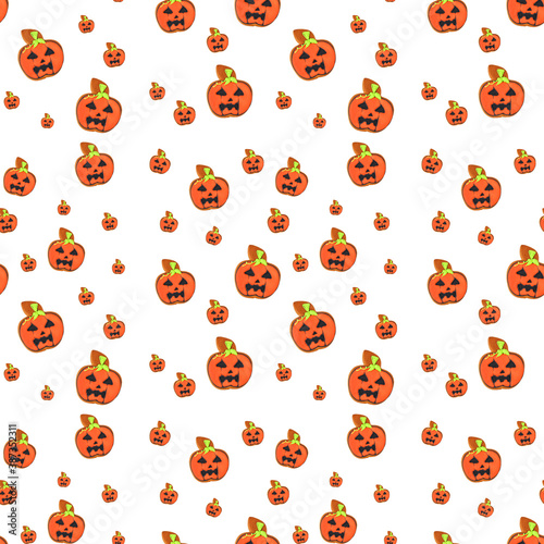 Creative pattern made of pumpkin on white background. Minimal flat lay. Halloween concept. 