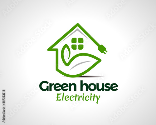green house electric eco friendly energy logo symbol design illustration