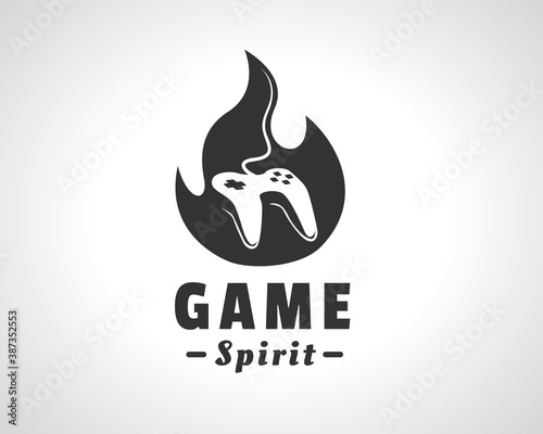 Spirit gamers flame fire joystick logo symbol icon design illustration