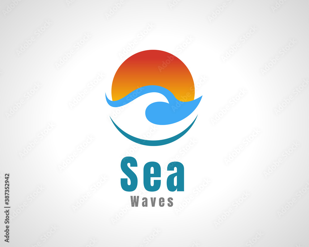 simple summer beach abstract Sea sun wave icon logo symbol design illustration simple summer beach abstract Sea sun wave icon logo symbol design illustration