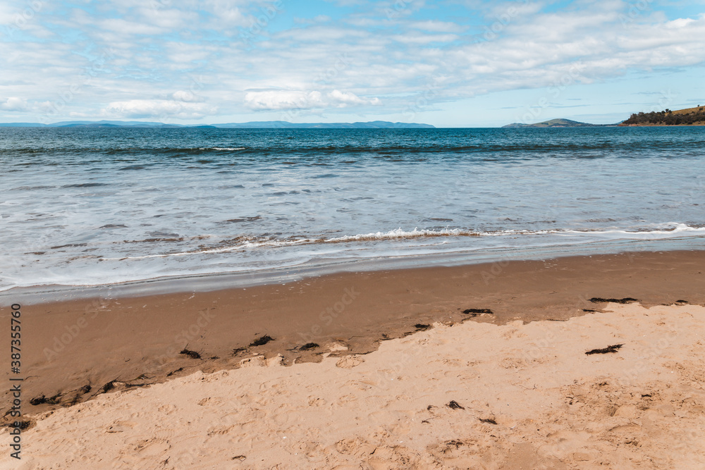 Seven Mile beach a pristine golden sand beach just outside of the city of Hobart in Tasmania, Australia