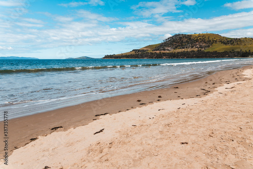 Seven Mile beach a pristine golden sand beach just outside of the city of Hobart in Tasmania, Australia