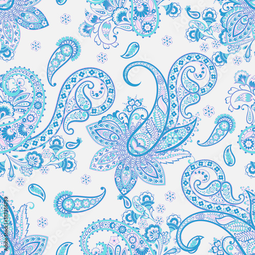 Damask paisley seamless vector pattern. Floral vintage background